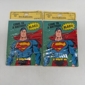 Ambassador Superman Birthday Invitations Kids 16ct Blue Vintage 1987 DC Comics